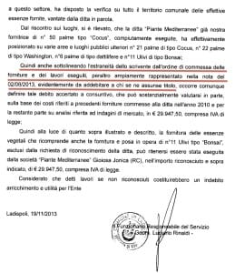 Nella lettera il funzionario si dichiara estraneo alla commissione delle piante
