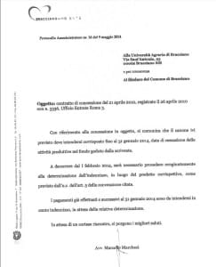 BA fine affitto terreni agraria prot.18 del 19-5-14