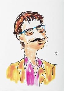 Disegno di Paolo Virzi che rappresenta Fabrizio Bentivoglio