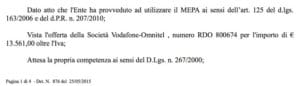 L'impegno di spesa verso Vodafone per il 2015