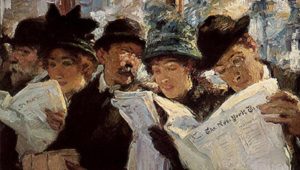 “Le notizie del mattino”: dipinto di Francis Luis Mora (1912)