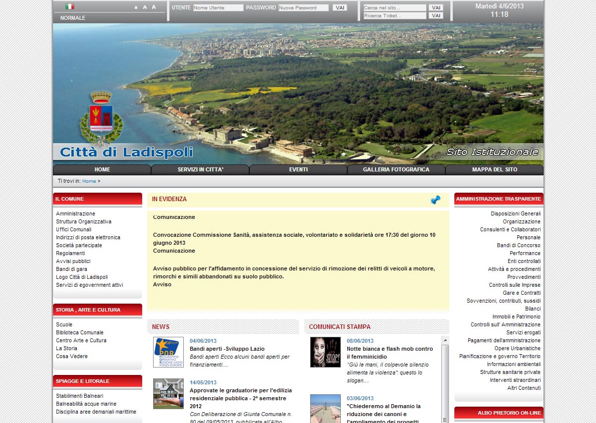 sito-comune-ladispoli Bando fantasma anche sul sito web