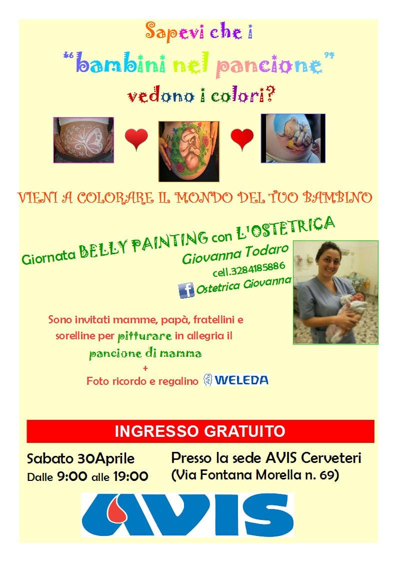 Cerveteri, “Sapevi che i bambini nel pancione vedono i colori?”: il 30 aprile appuntamento con il Beilly Painting