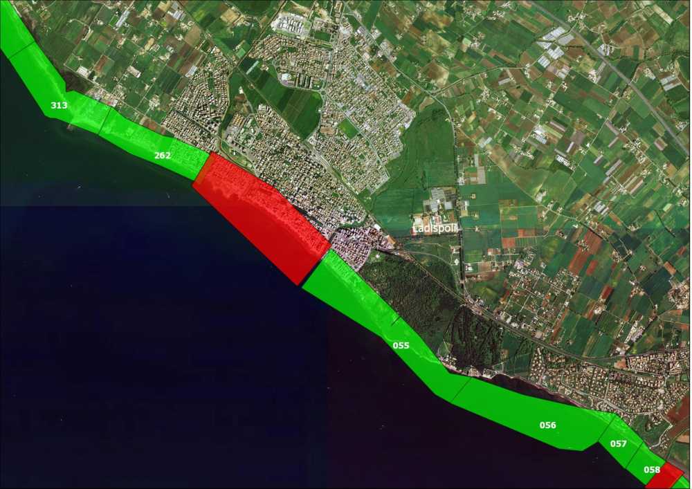 La mappa dell’Arpa sulla costa di Ladispoli La mappa dell'Arpa sulla costa di Ladispoli