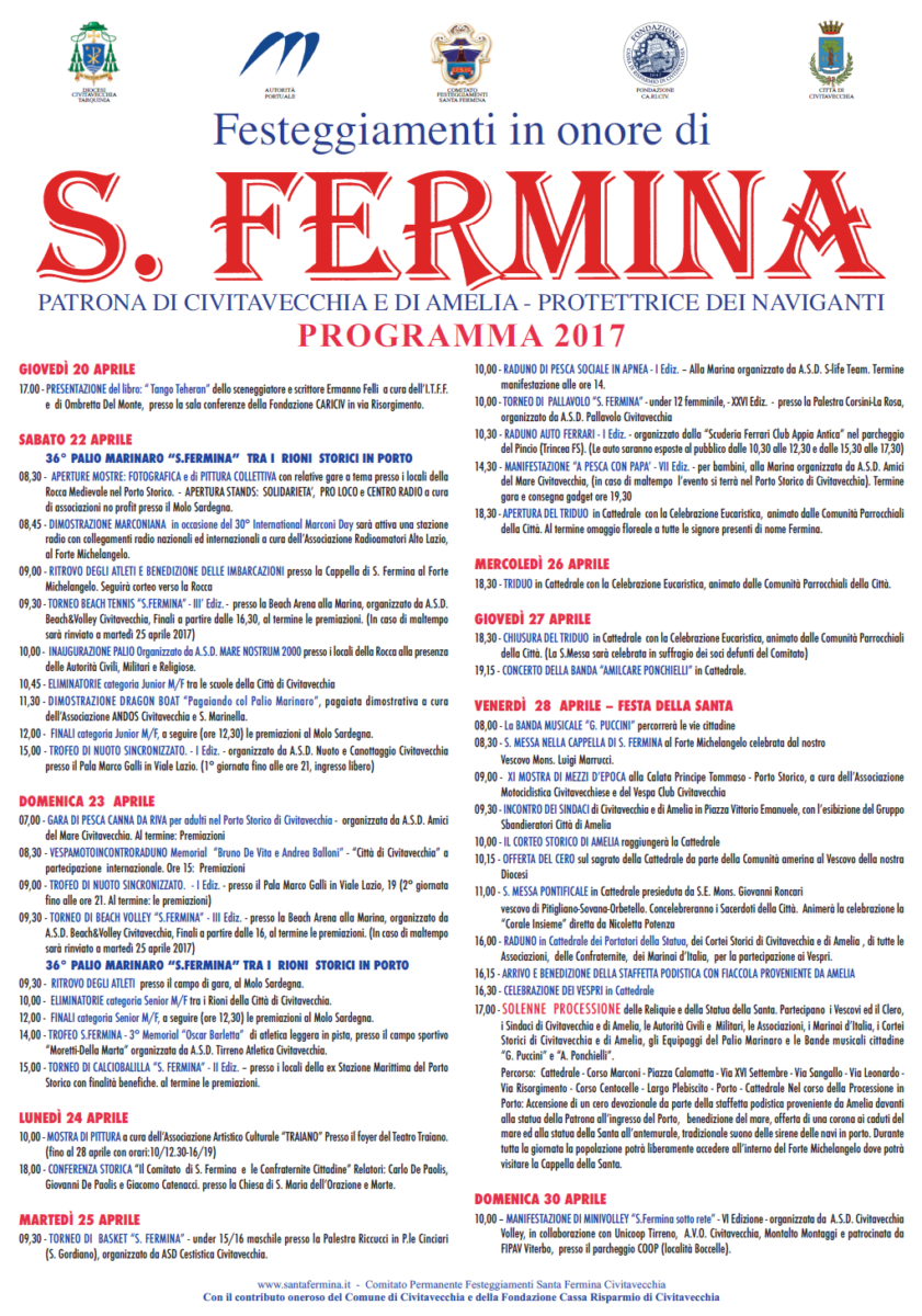 Programma Festeggiamenti Santa Fermina 2017