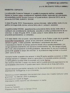 L'esposto presentato dall'associazione
