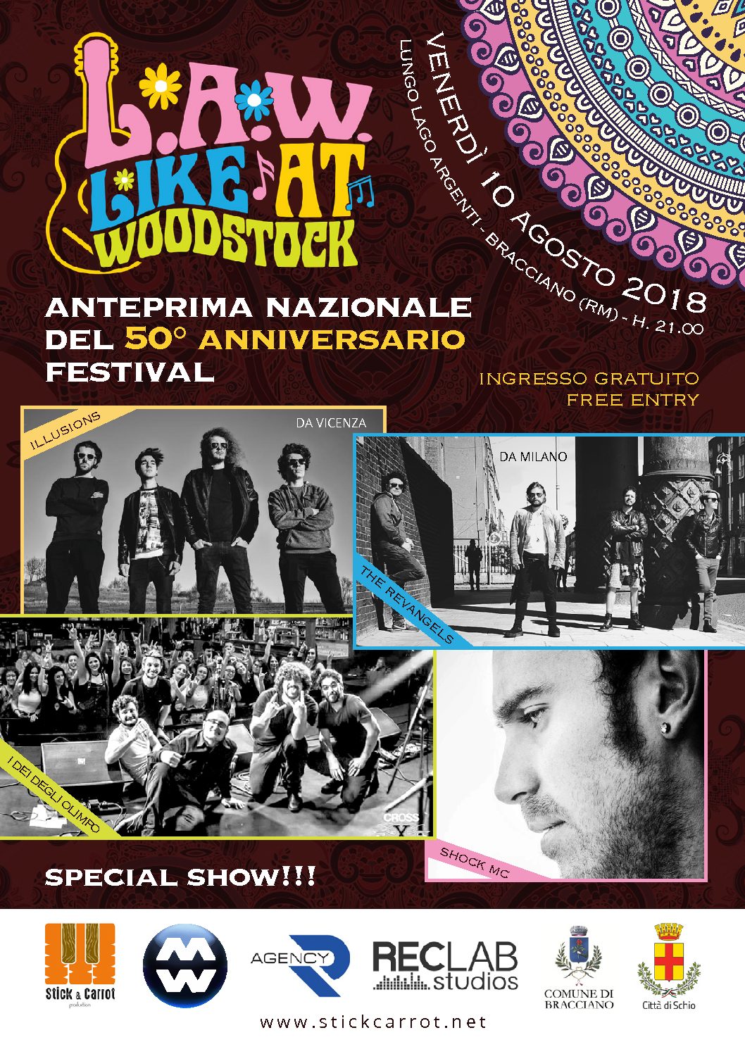 Bracciano, il 10 agosto la serata evento che vedrà una delle anteprime del progetto “L.A.W. – Like at Woodstock”