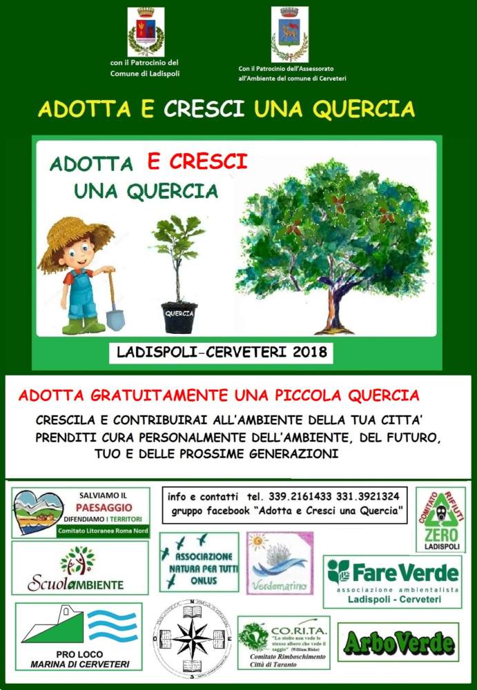 Ladispoli 2018 adotta (e cresci) una quercia – Locandina 1 Ladispoli 2018 adotta (e cresci) una quercia - Locandina 1