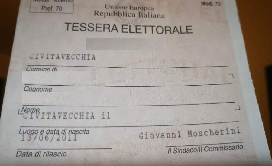tessera elettorale elezioni comunali