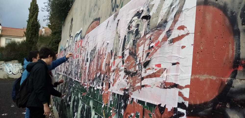 scritta via bracciano cancellata