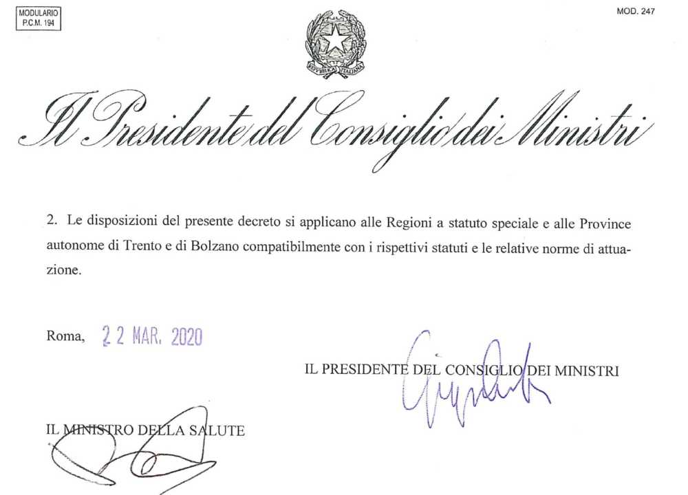 Il nuovo decreto del Presidente Conte