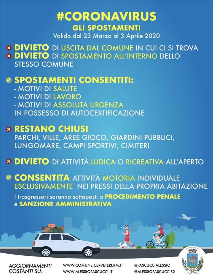 spostamenti coronavirus cerveteri