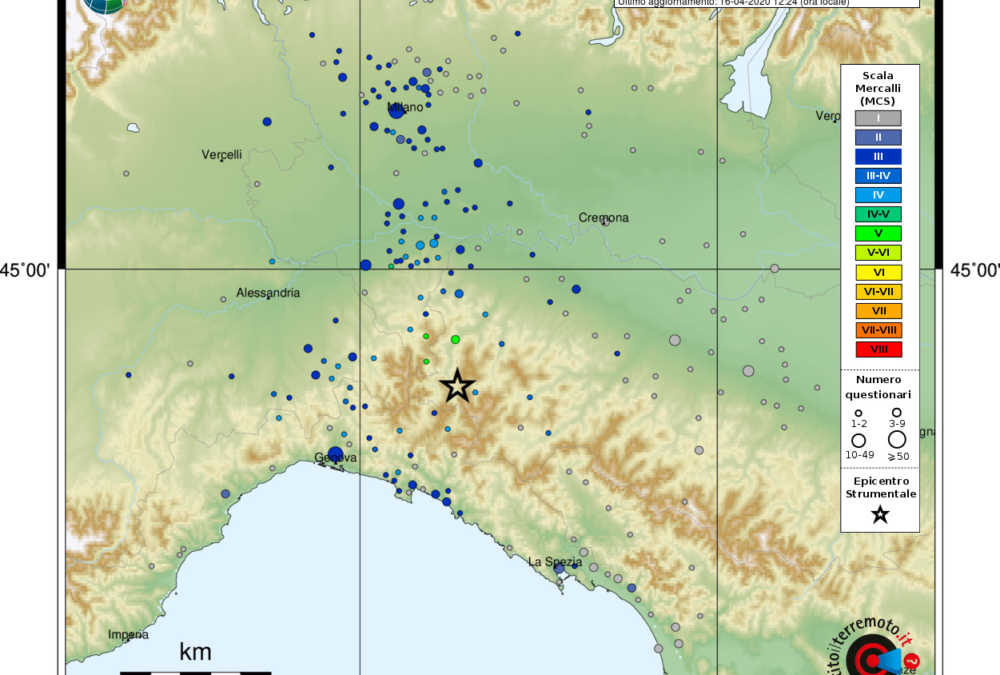 Terremoto a Piacenza di magnitudo 4.2