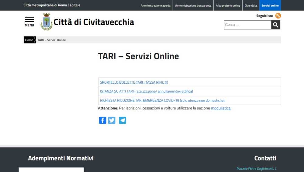 bollette tari civitavecchia tributi