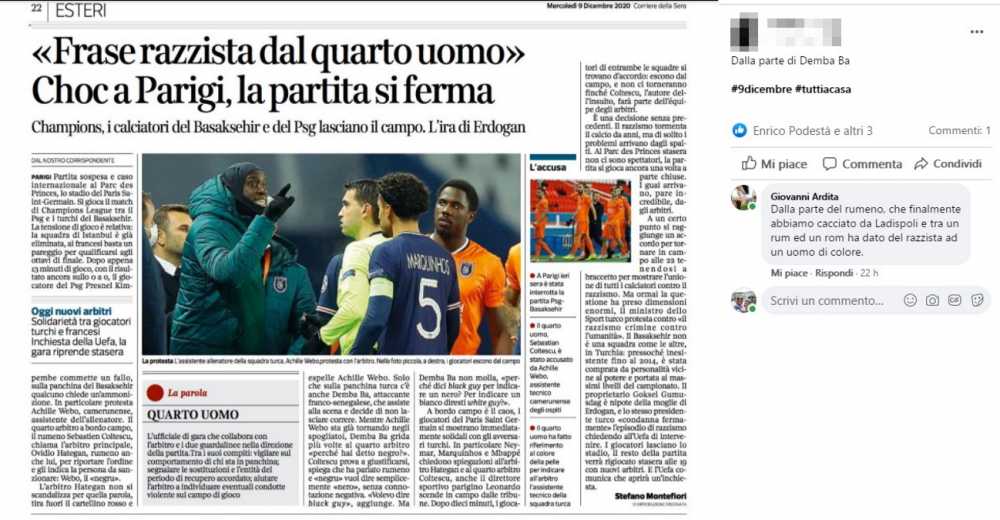 ardita razzismo champions