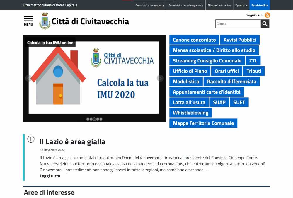 comune civitavecchia pagina internet web