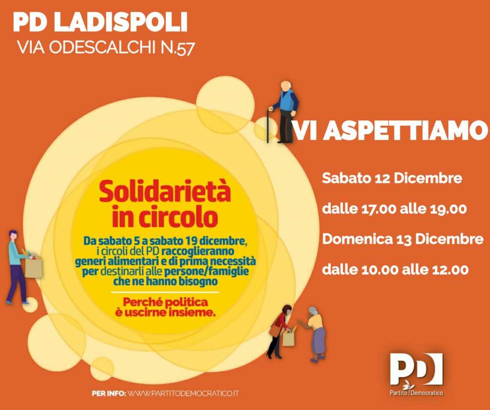pd ladispoli SOLIDARIETA IN CIRCOLO pd ladispoli SOLIDARIETA IN CIRCOLO