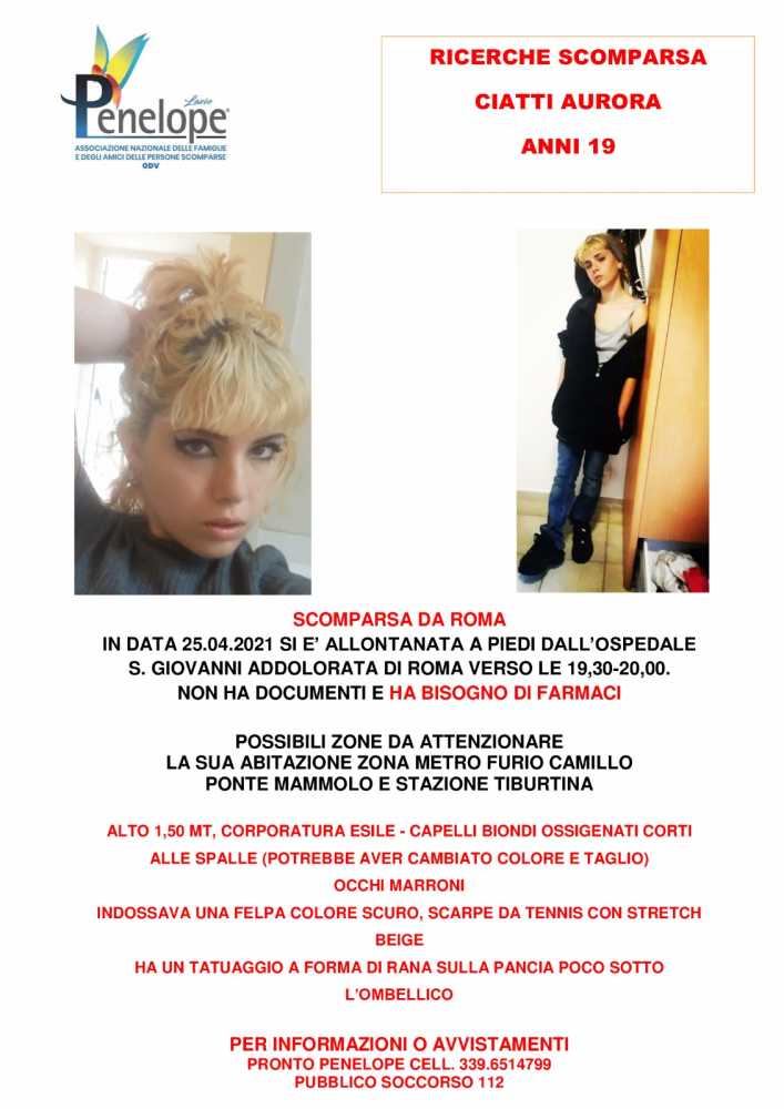 scomparsa aurora ciatti scomparsa aurora ciatti