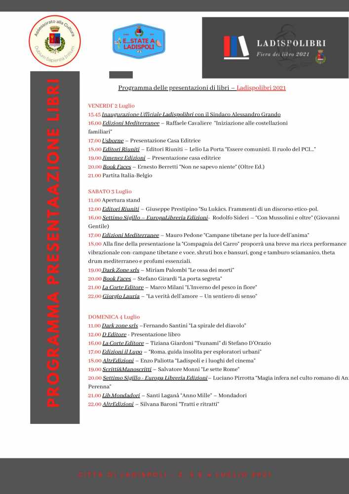 Calendario definitivo fiera libro