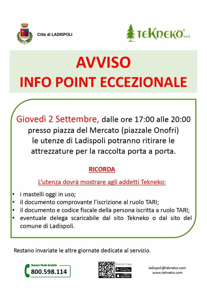Locandina Info Point eccezionale del 02 settembre tekneko Locandina Info Point eccezionale del 02 settembre tekneko