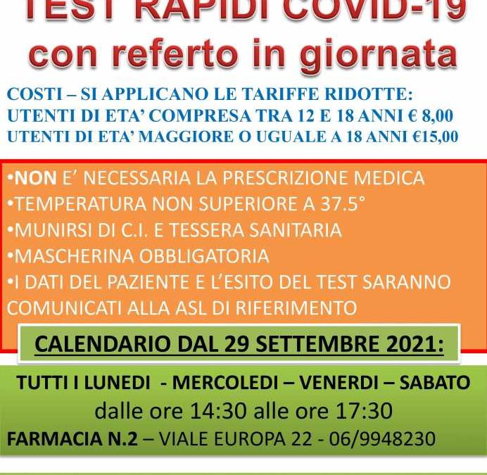 Da Oggi Test Rapidi Nelle Farmacie 2 E 3 Di Ladispoli Terzo Binario News