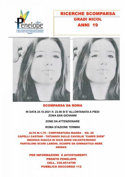 nicol gradi scomparsa