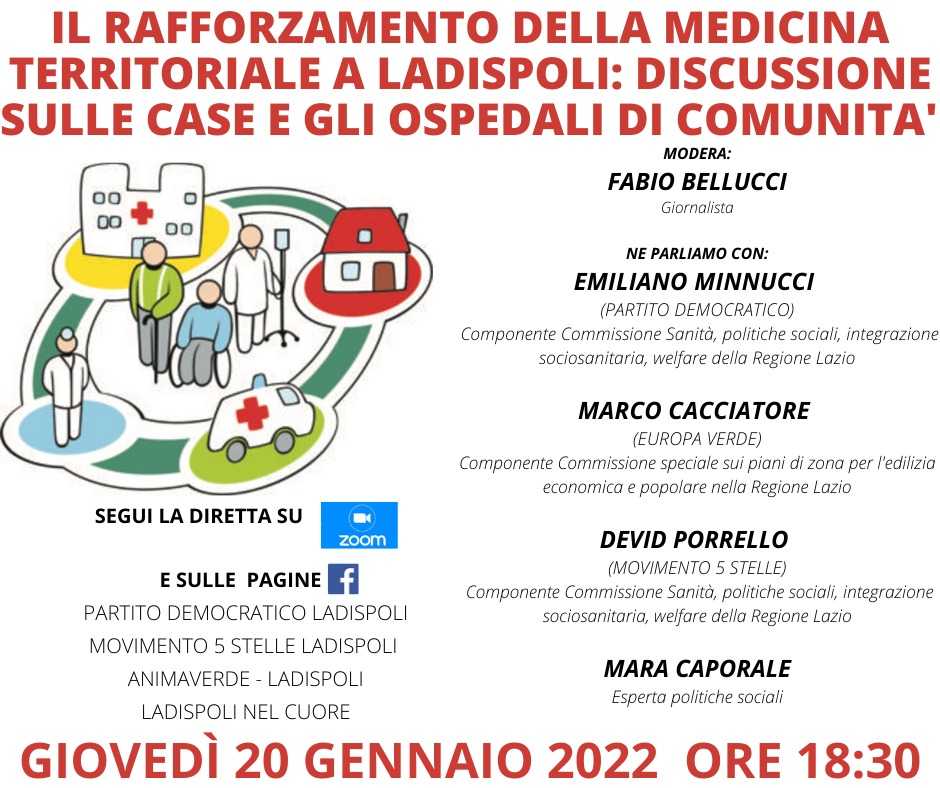 “Il rafforzamento della medicina territoriale a Ladispoli discussione sulle case e gli ospedali di comunità”. “Il rafforzamento della medicina territoriale a Ladispoli discussione sulle case e gli ospedali di comunità”.