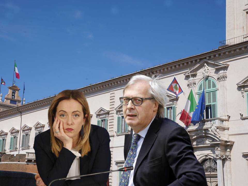 Vittorio Sgarbi e Giorgia Meloni Romanzo Quirinale