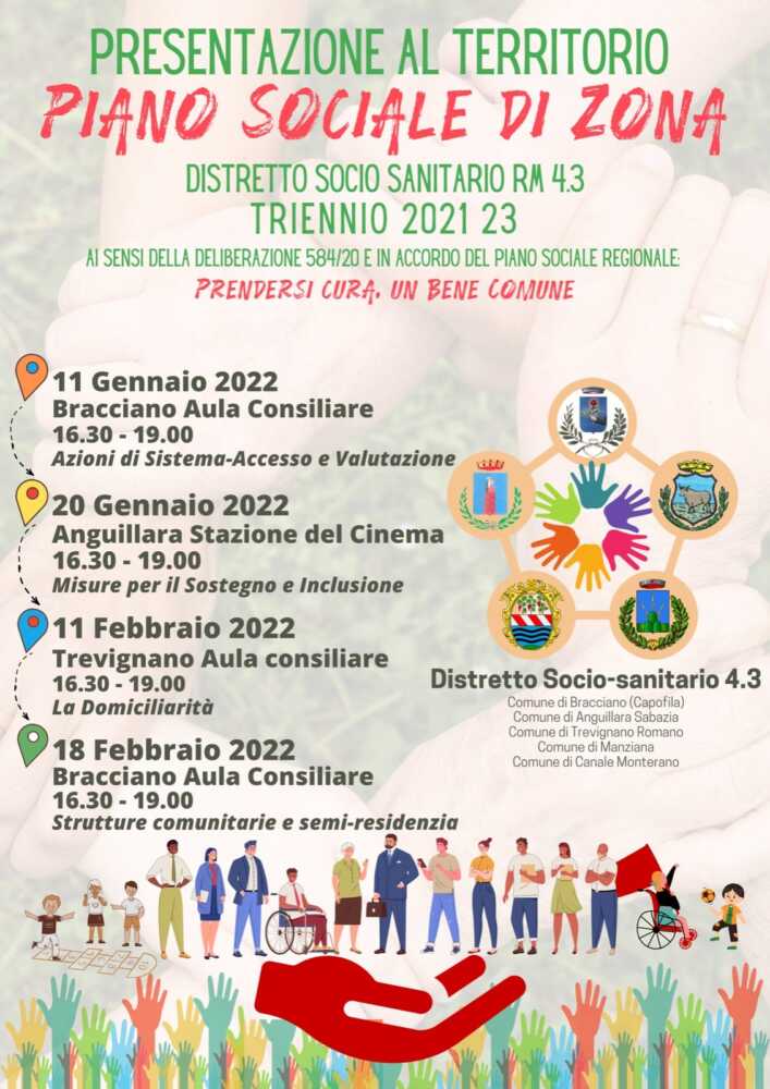 Bracciano il ciclo di quattro incontri di introduzione al Piano Sociale di Zona con la presentazione della macro-attività relative alle Strutture Comunitarie e Semi-residenziali