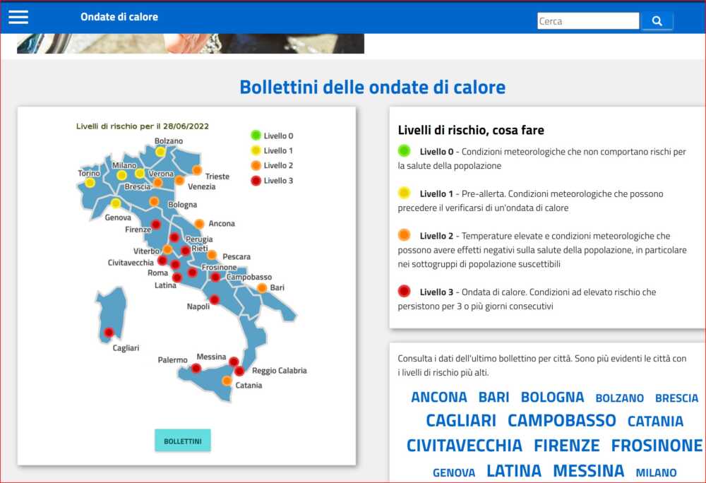 bollettino caldo 3 ondate calore civitavecchia allerta