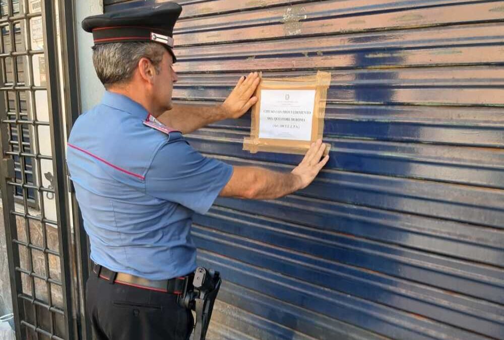 Bar chiuso dai Carabinieri a Riano: troppi reati commessi nei pressi dell’esercizio