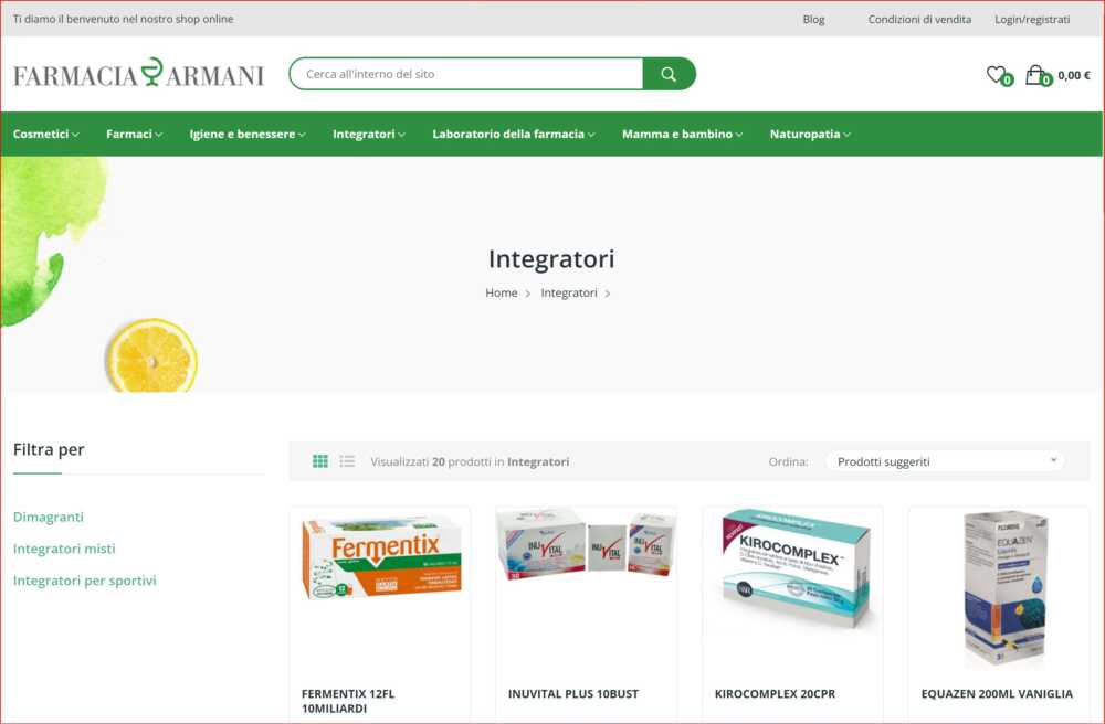 farmacia armani integratori