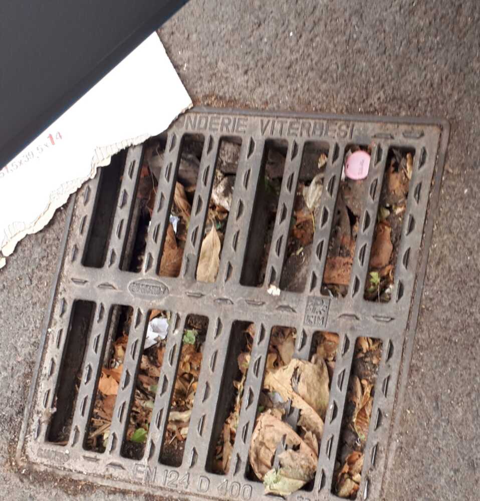 tombino caditoie otturato via venezia ladispoli