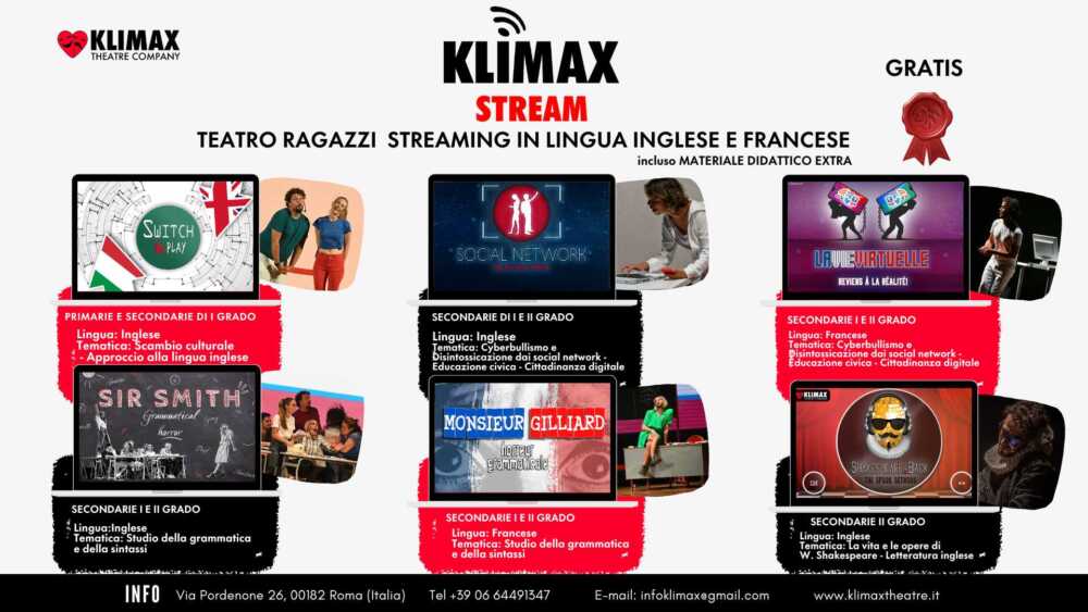 Teatro digitale in lingua straniera per scuole di tutta Italia con Klimax Stream • Terzo Binario News