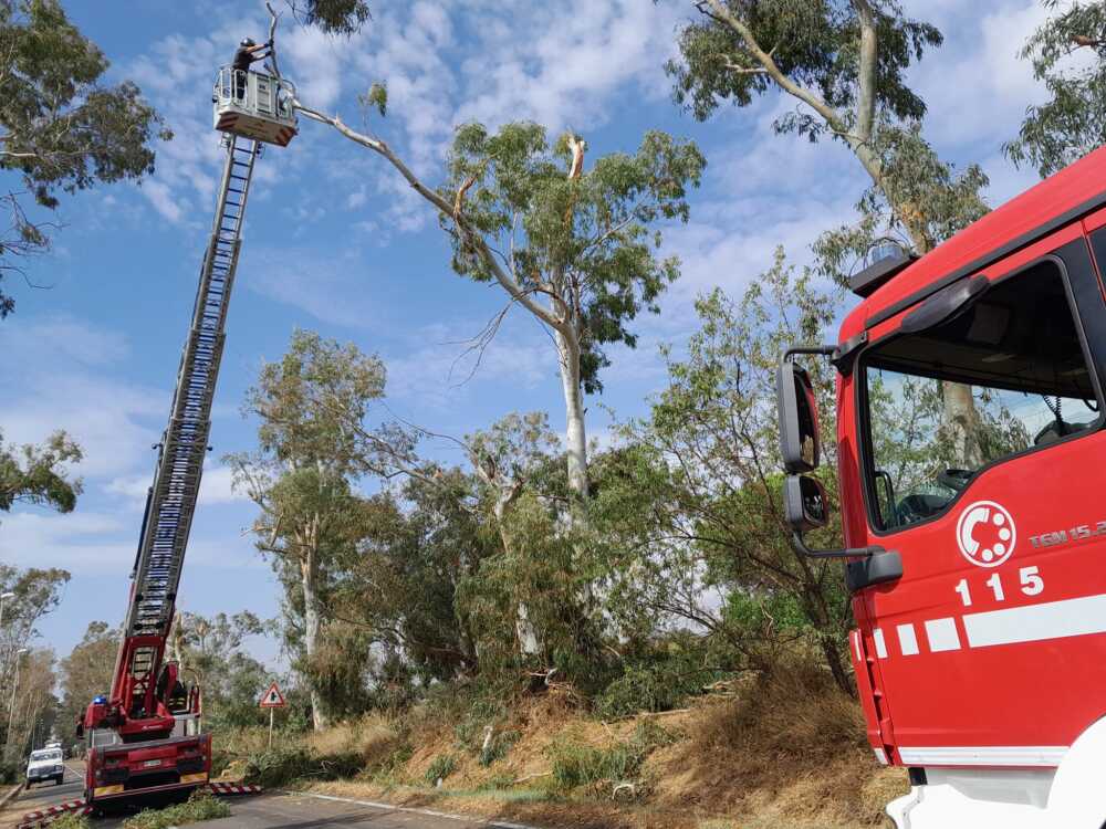 tromba aria civitavecchia vvf vigili fuoco pompieri alberi autoscala