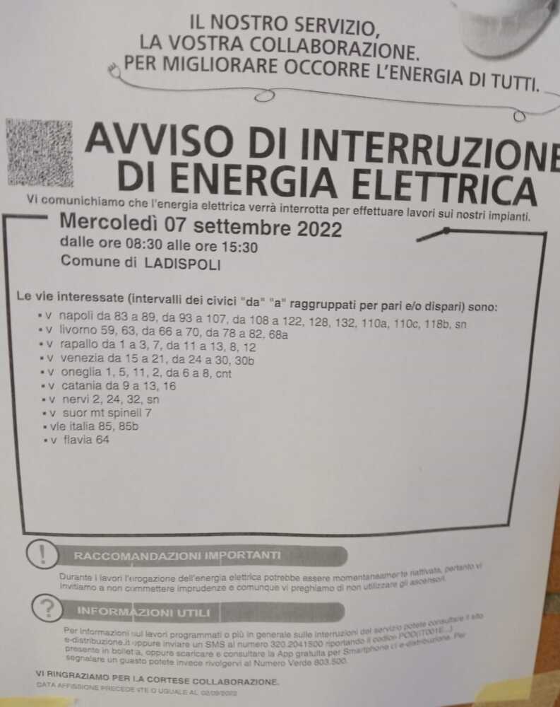 volantini interruzione elettrica ladispoli volantini interruzione elettrica ladispoli