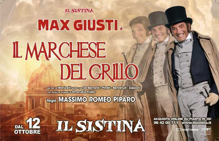 Teatro, il Sistina riparte con “Il Marchese del Grillo” con Max Giusti