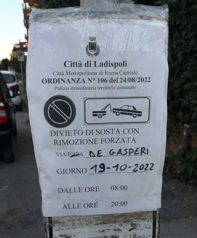 zona rimozione via de gasperi ladispoli zona rimozione via de gasperi ladispoli