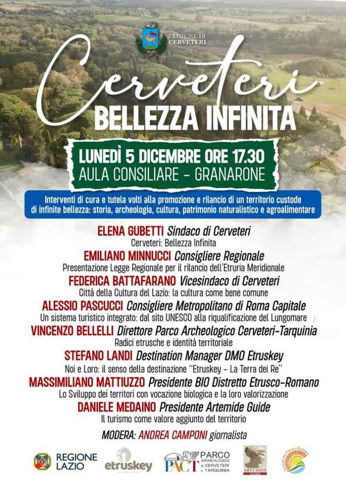 “Cerveteri bellezza infinita”, lunedì al Granarone un pomeriggio dedicato a tutte le iniziative di promozione e rilancio del territorio