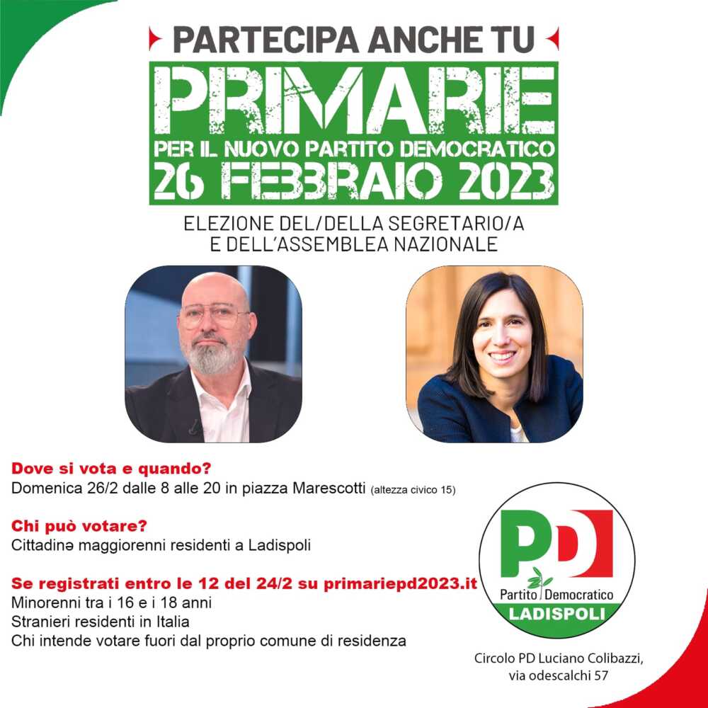 Locandina Primarie PD Ladispoli Locandina Primarie PD Ladispoli