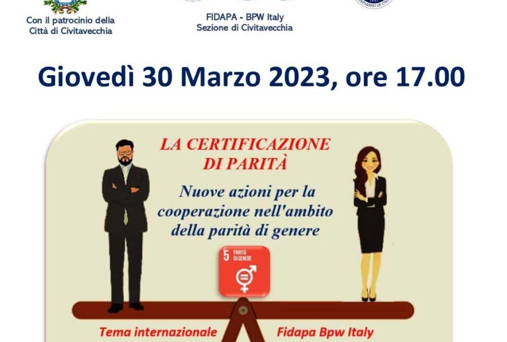 Con la Fidapa a Civitavecchia domani si parla della “Certificazione di parità”