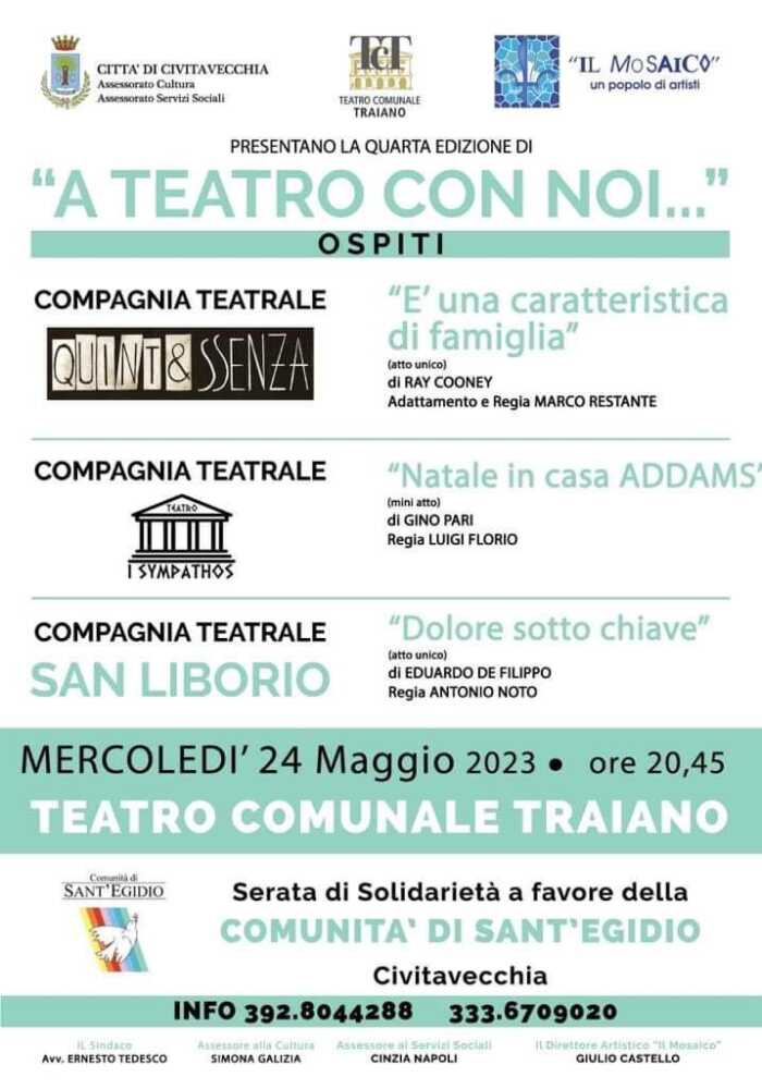 A teatro con noi… serata a favore della Comunità di Sant’Egidio A teatro con noi... serata a favore della Comunità di Sant'Egidio