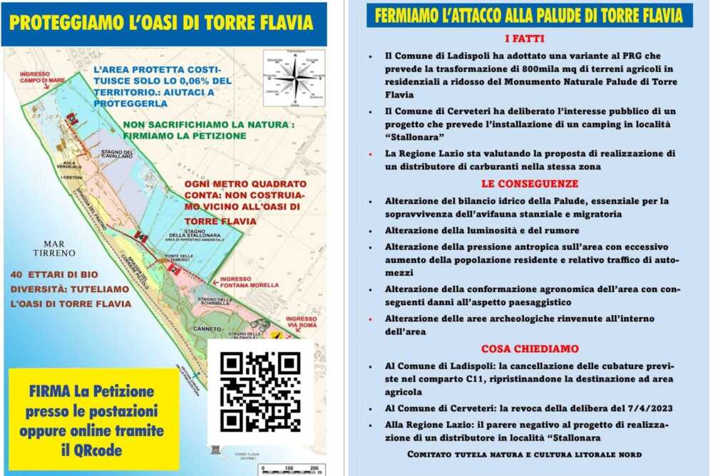 volantino Torre flavia petizione raccolta firme