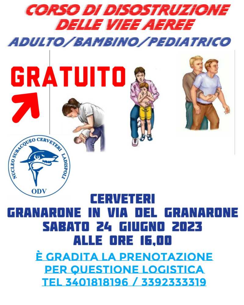 Corso di disostruzione delle vie aree del Nucleo Subacqueo Cerveteri Ladispoli Corso di disostruzione delle vie aree del Nucleo Subacqueo Cerveteri Ladispoli