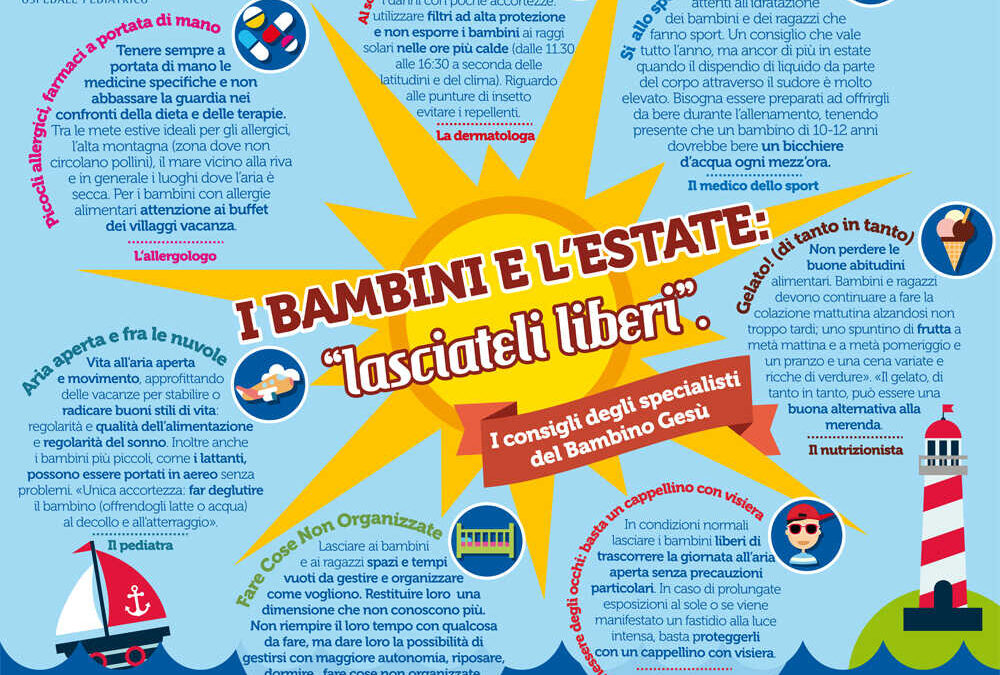 Un’estate a misura di bambino: i consigli dei pediatri dell’ospedale Bambino Gesù di Roma