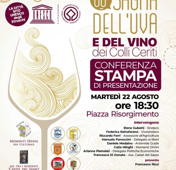 Domani la presentazione della 60esima Sagra dell’Uva e del Vino dei Colli Ceriti