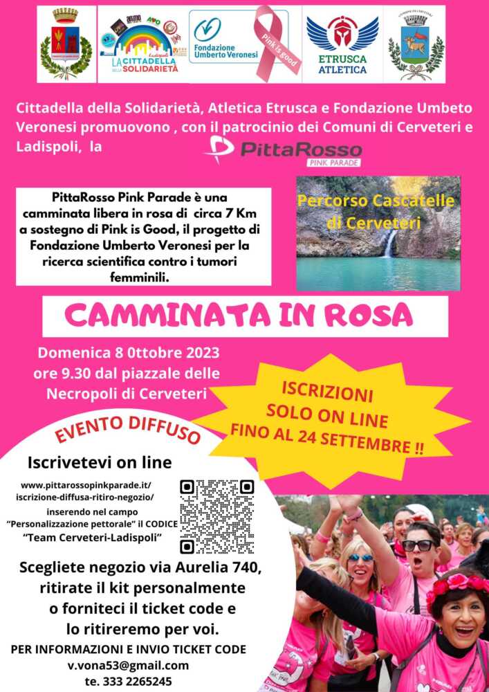 Camminata in Rosa 8 Ottobre 2023 cascatelle cerveteri