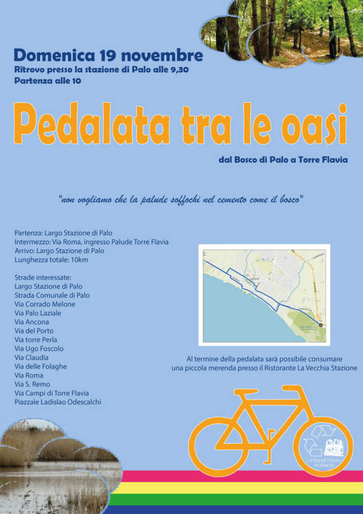 “PEDALATA TRA LE OASI dal Bosco di Palo a Torre Flavia” “PEDALATA TRA LE OASI dal Bosco di Palo a Torre Flavia”