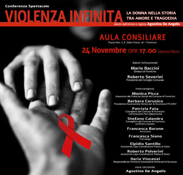Giornata internazionale contro la violenza sulle Donne, a Fiumicino conferenza e spettacolo con Agostino De Angelis