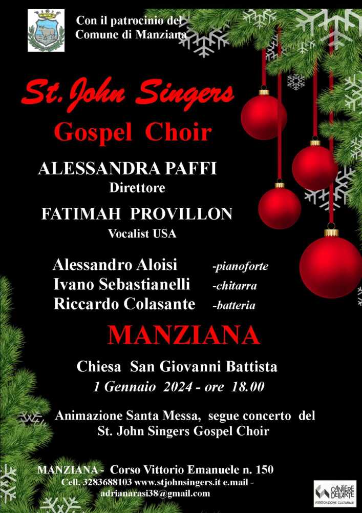 Locandina St John’s Singers Capodanno 2023 Gli spiritual e gospel dei St John’s Singers